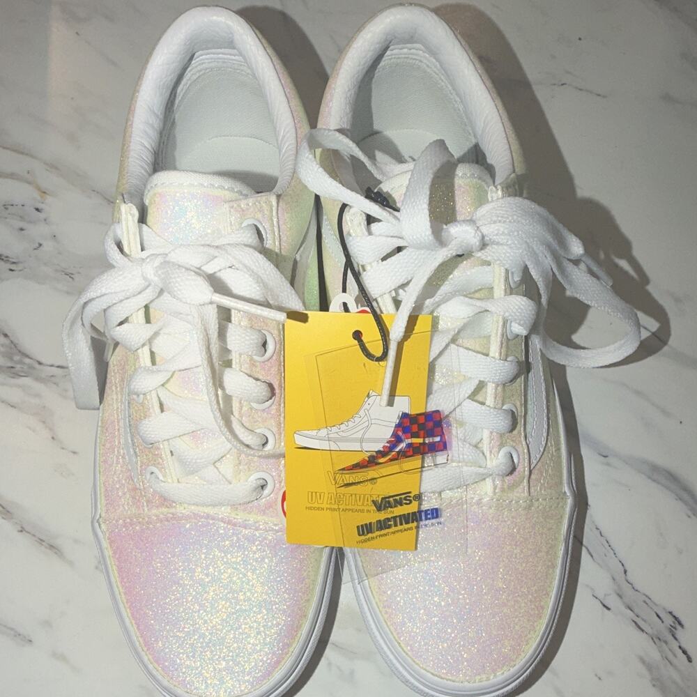 VANS Old Skool UV Glitter Pink/White Men's Low Top Lace-Up Sneakers VN0A3WKT3UA1